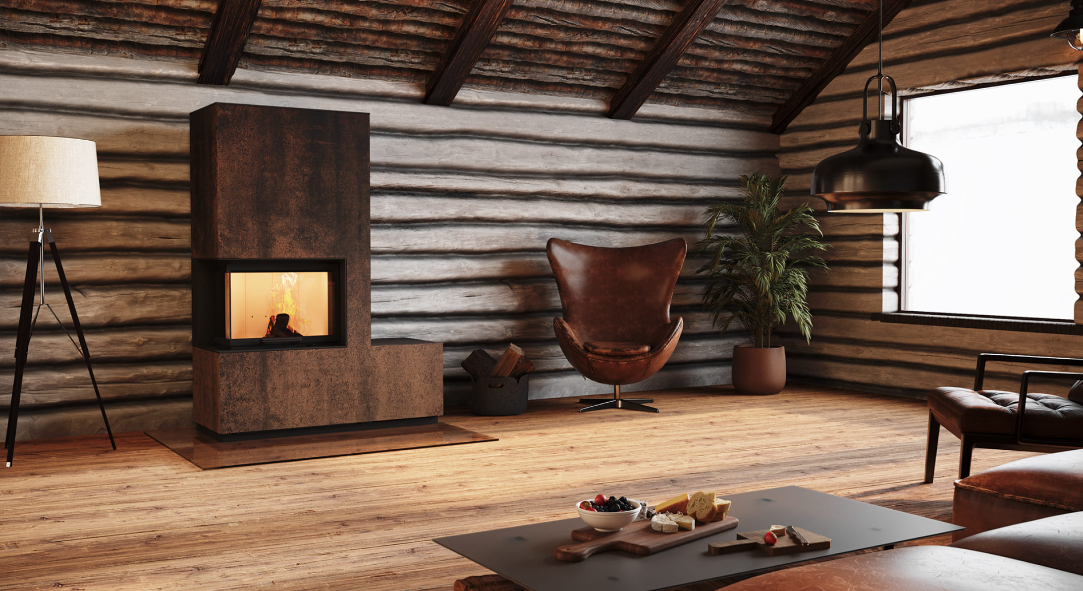 Ihr neuer Einsatzofen der Marke Neocube C22 Iron Corten - ein echter Hingucker im Wohnraum © Neocube